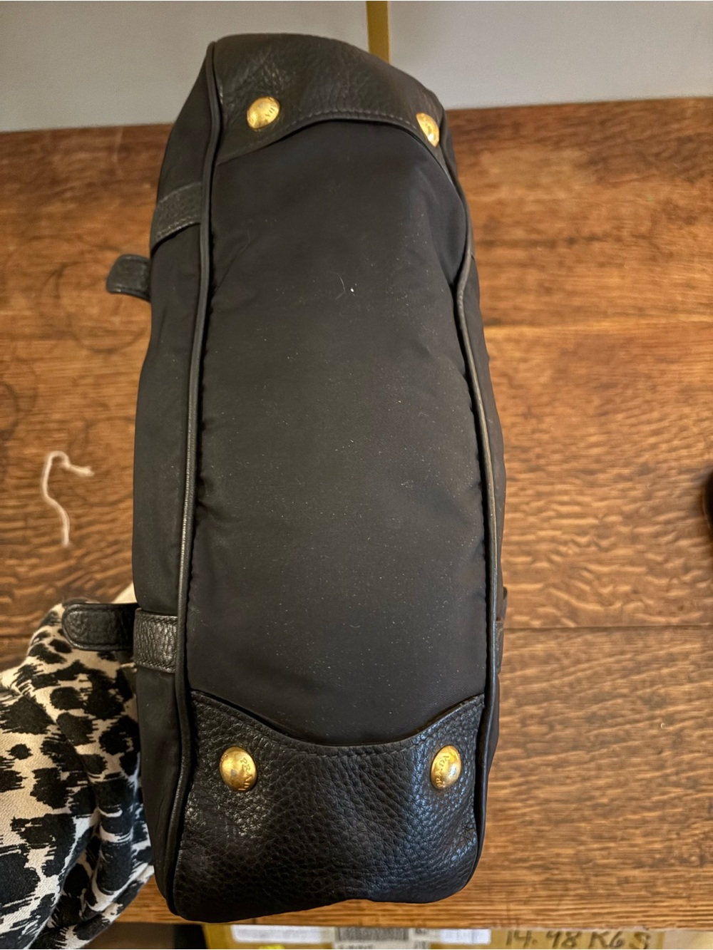 Vintage Prada Tessuto Nylon Leather Two Way Boston Satchel Black - Picture 8 of 17